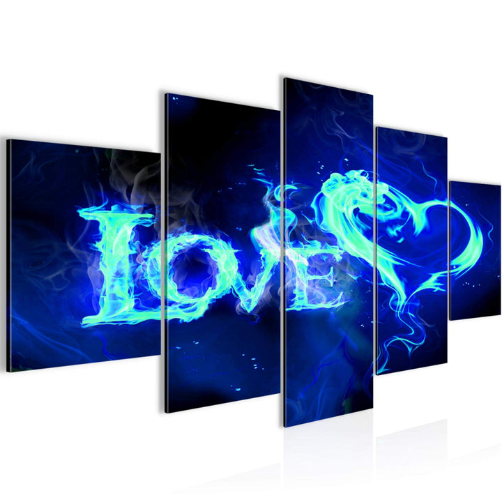 Runa Art Wandbilder Abstrakt Feuer Love 5 Teilig Bild auf Vlies Leinwand Deko Wohnzimmer Schlafzimme