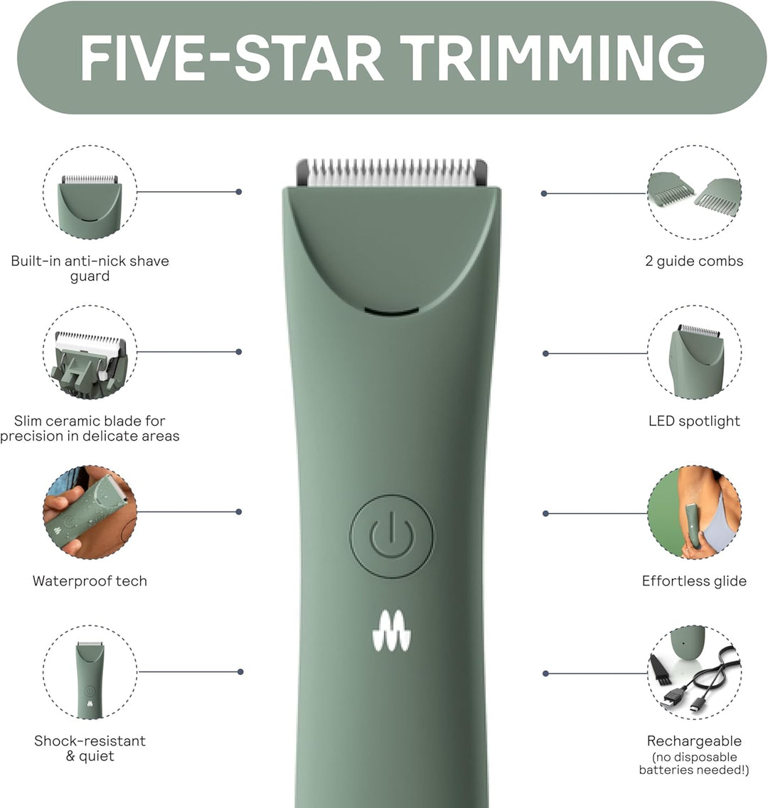MERIDIAN Schlanker Trimmer, Scham- & Körperhaarschneider, Bikini-Haarentfernung, keine Kerben, Rasie
