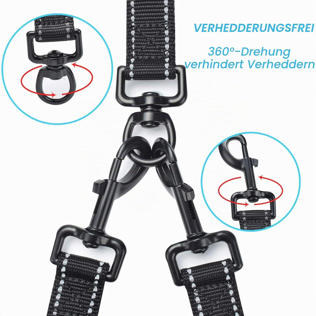 PetBonus Hundeleine Doppelleine für 2 Hunde, Keine Verwicklung hundeleine mittelgrosse grosse Hunde,