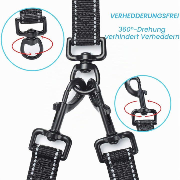 PetBonus Hundeleine Doppelleine für 2 Hunde, Keine Verwicklung hundeleine mittelgrosse grosse Hunde,