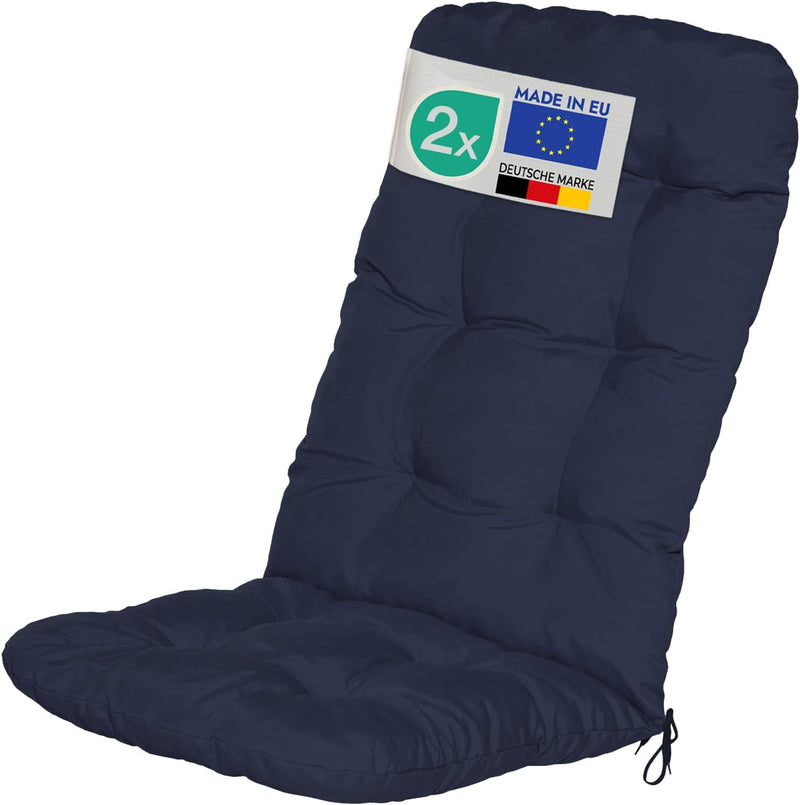 Beautissu 2er Set Hochlehner Auflagen 120x50x8cm - Sitzpolster Set für Gartenstühle Outdoor Stuhlkis