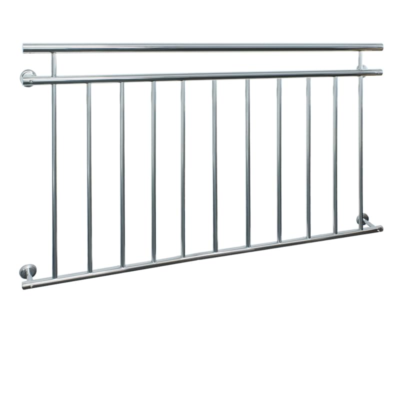 ECD Germany Französischer Balkon 90x156 cm mit 11 Füllstäben, Silber glänzend, aus Edelstahl, Balkon