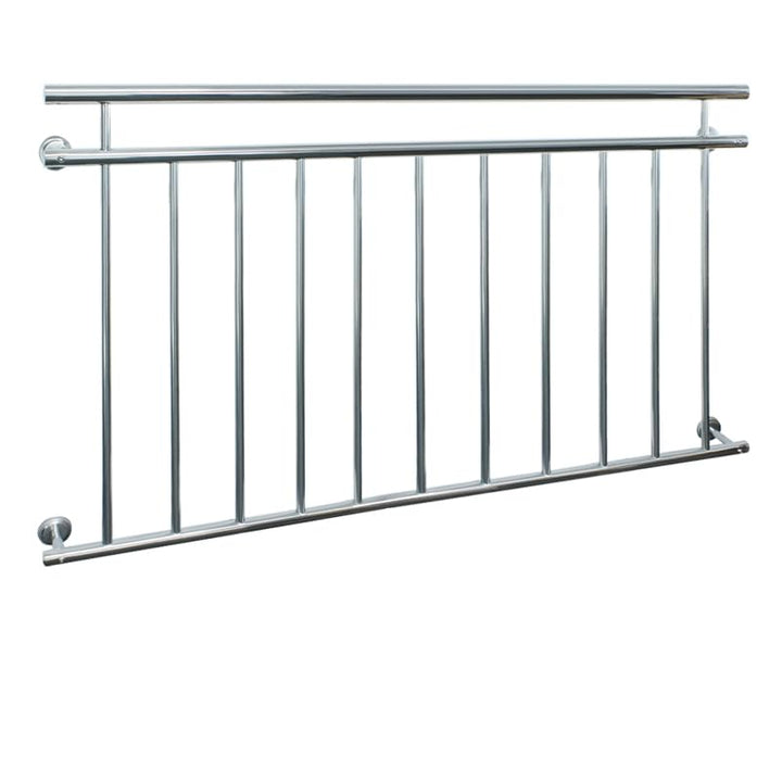 ECD Germany Französischer Balkon 90x156 cm mit 11 Füllstäben, Silber glänzend, aus Edelstahl, Balkon