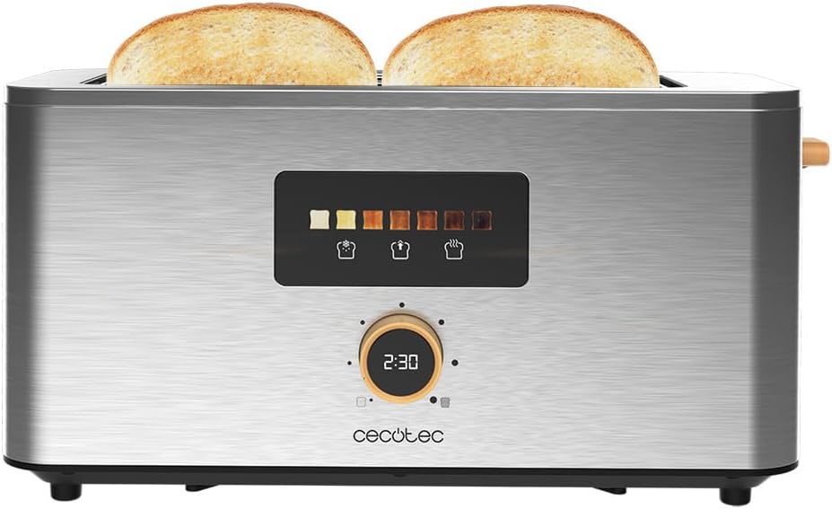 Cecotec Vertikaler Toaster mit 2 Langschlitzen Touch&Toast Extra Double, 1500 W, 4 Scheiben Brot, Ex