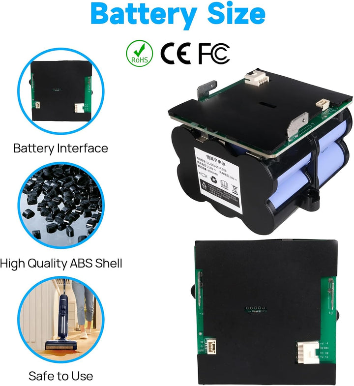 21,6V 4000mAh Ersatzakku Kompatibel mit Tineco Floor One S5 PRO 2, Floor ONE S5 Smart, S5 Steam Stau