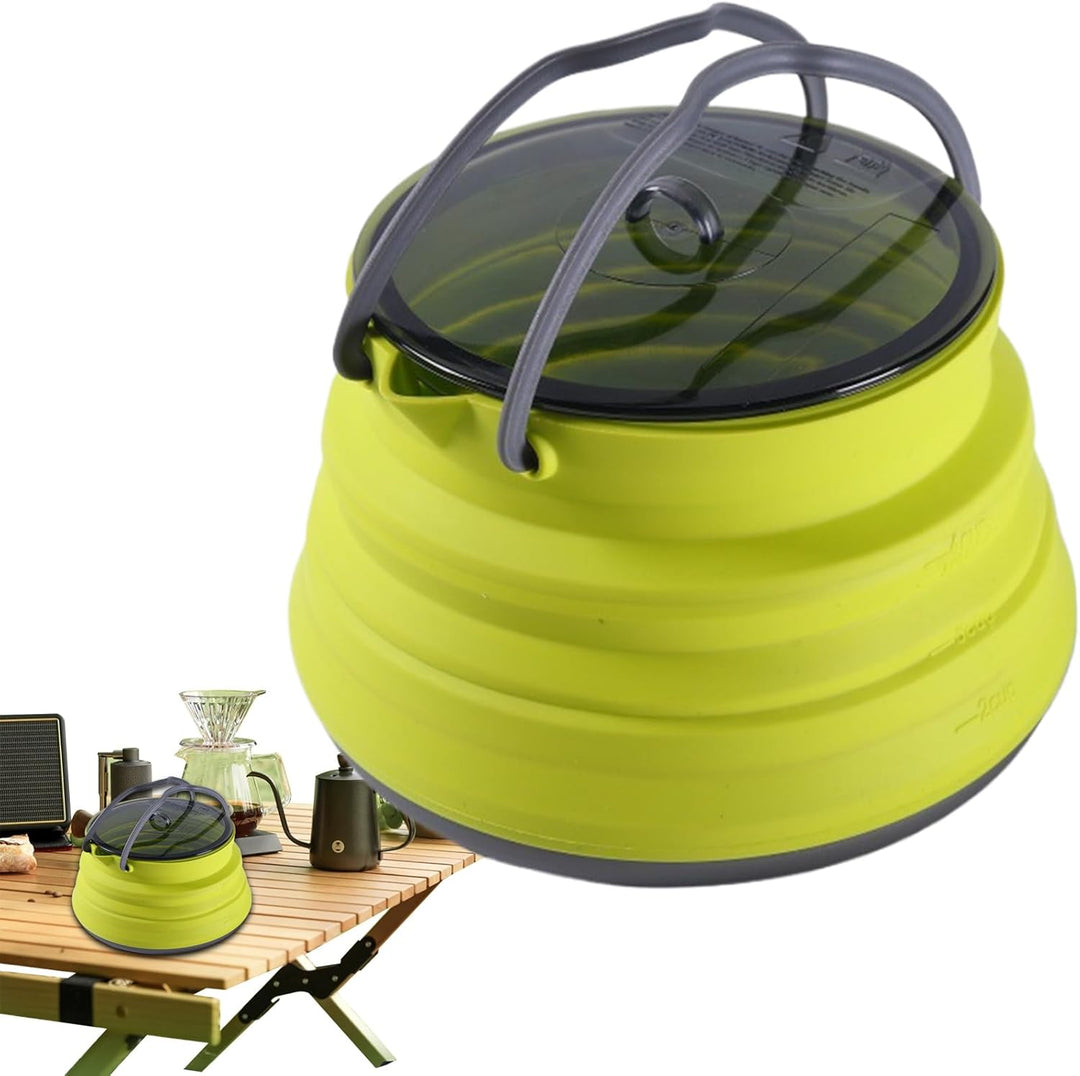 Silikon-Camping-Kochtopf, faltbarer Kaffeekessel, 1,5 l Wasserbehälter mit grossem Fassungsvermögen,