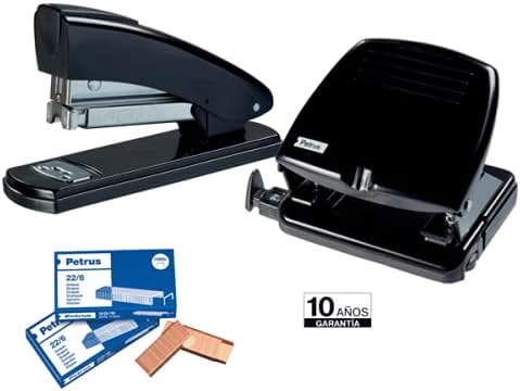 PETRUS 44784 Heftgerät für Büro, klassisch, Modell 2001, Schwarz, Schwarz