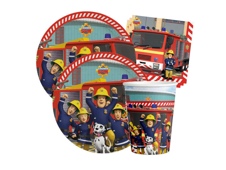 Isola Party Kit Feuerwehrmann Sam Geburtstagsparty umweltfreundlich (16 Teller, 16 Gläser, 20 Servie