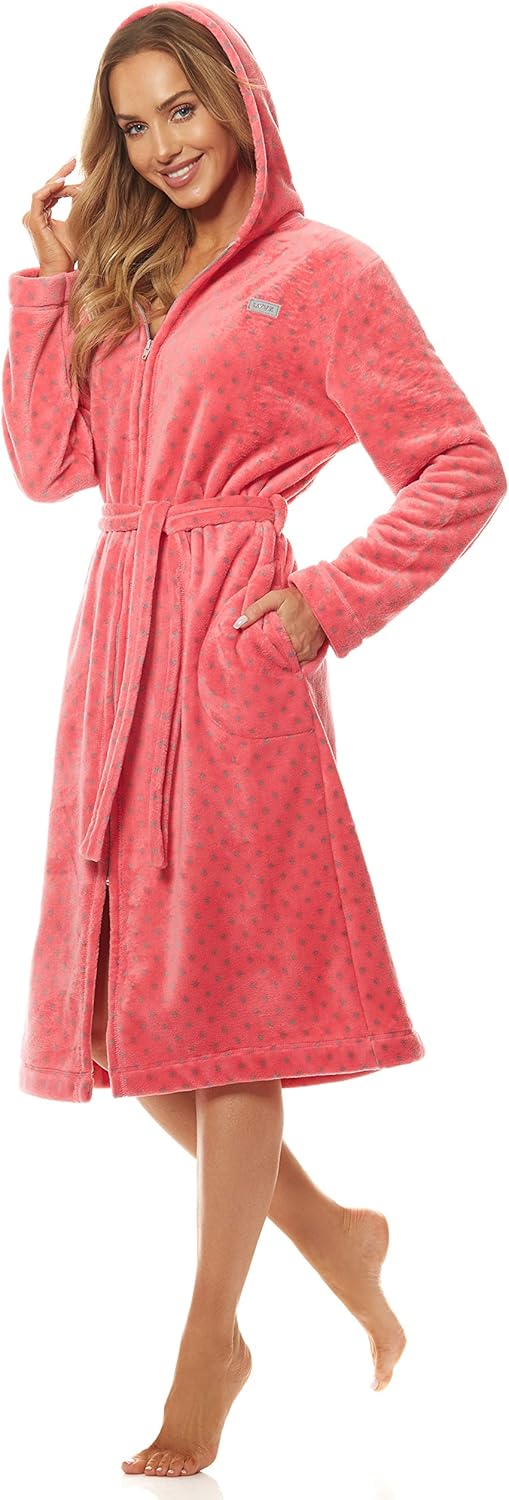 L&L - 9156 Long Luxury Toweling Damen Weicher Langarm Bademantel. Extrem Leicht. Hausmantel mit Reis