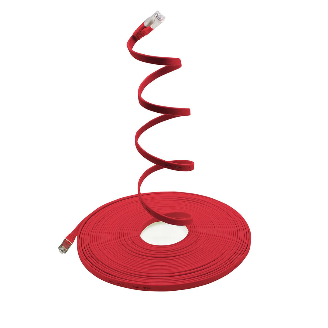 5m - rot - 10 Stück Cat7 Flachkabel Netzwerkkabel Cat 7 Rohkabel Gigabit Lan (10Gbit/s) Flachbandkab