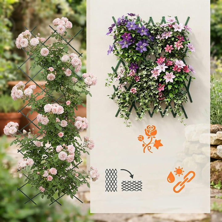Spetebo Rankgitter aus Kunststoff 200 x 100 cm | 2er Set, ausziehbar gross, gross