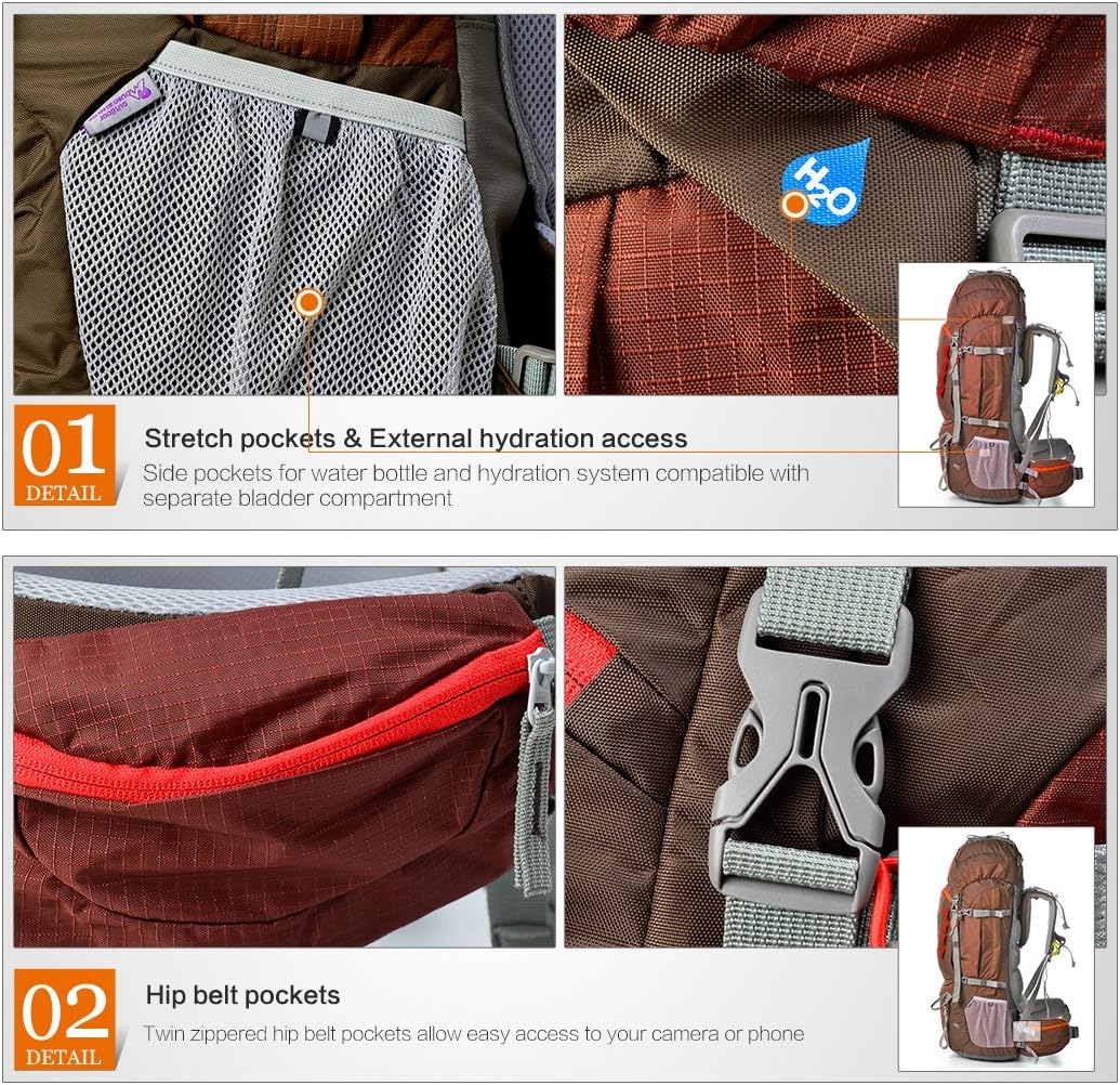 MOUNTAINTOP Trekkingrucksack 80L Wanderrucksack Herren Damen Reiserucksack Grosser Rucksack mit Rege