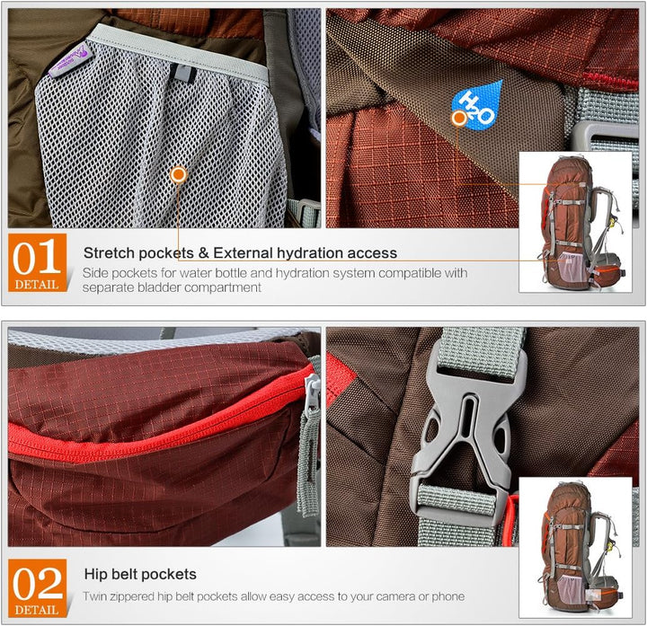 MOUNTAINTOP Trekkingrucksack 80L Wanderrucksack Herren Damen Reiserucksack Grosser Rucksack mit Rege