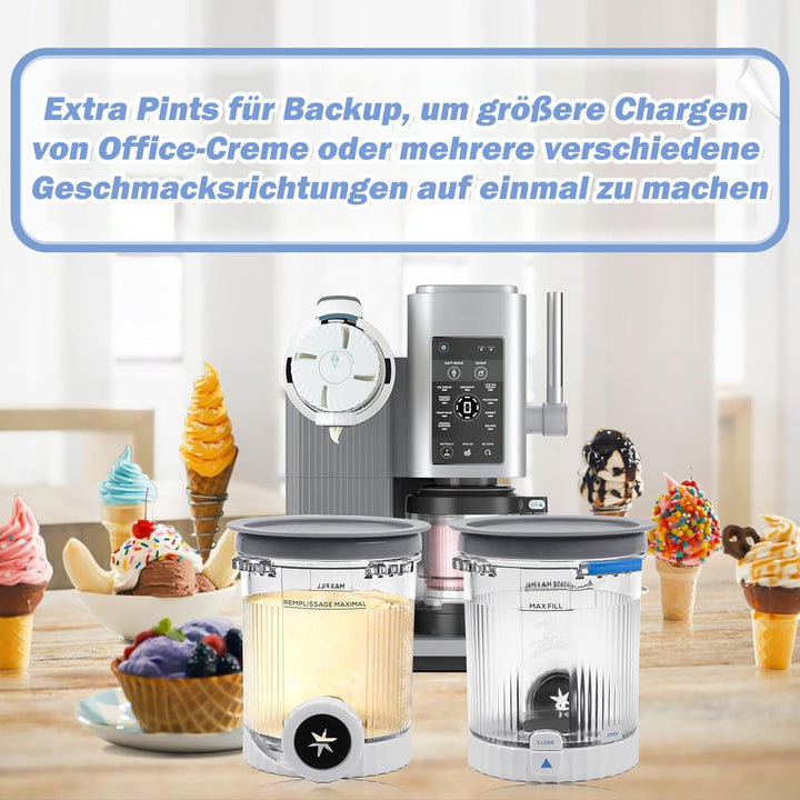 Für Ninja Creami Deluxe Pints und Deckel, kompatibel mit Ninja NC501 NC500 Serie 11-in-1 Creami De