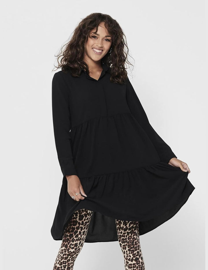 Jacqueline de Yong Female Kleid Einfarbiges Blusenkleid 36 Schwarz, 36 Schwarz