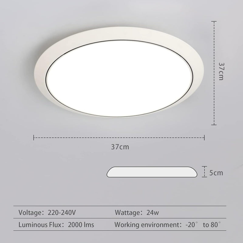 JDONG 24W Deckenlampe 4000K Neutralweiss Runde Modern Badezimmer LED Deckenleuchte IP44 Wasserdichte