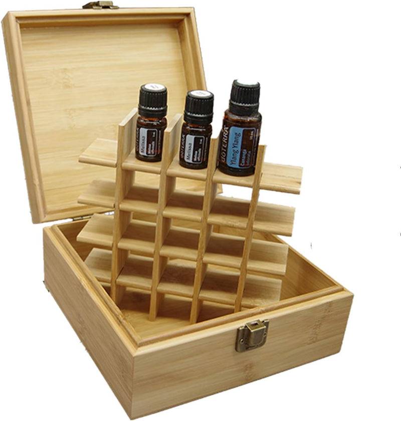 Gracelaza Aufbewahrungsbox aus Bambus für ätherisches Öl Aromatherapie – Holzkiste für 25 Flaschen –