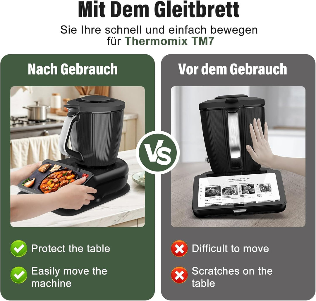 Filz Gleitbrett für Thermomix TM7, Passgenaue Rutschfeste Schutzmatte aus Filz für Vorwerk TM7 Zubeh