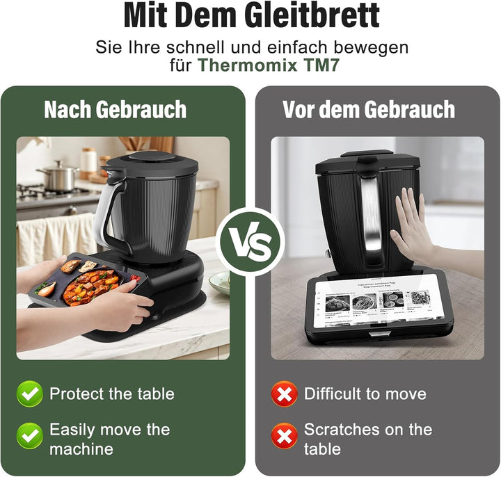 Filz Gleitbrett für Thermomix TM7, Passgenaue Rutschfeste Schutzmatte aus Filz für Vorwerk TM7 Zubeh