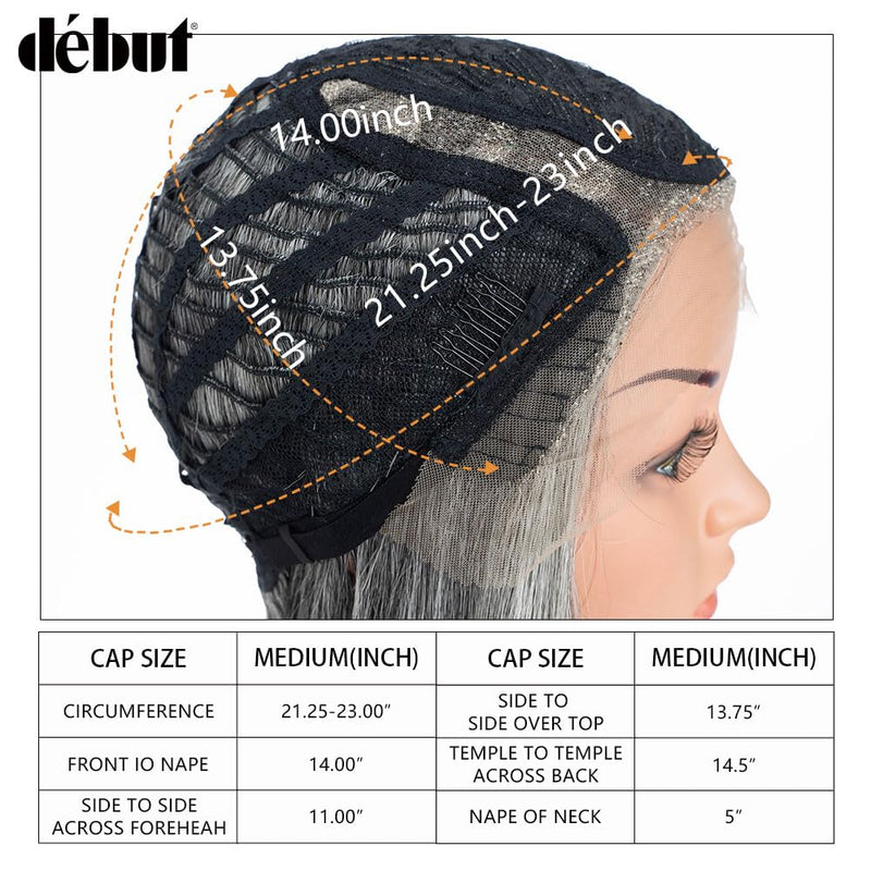 Début Lace Front Perücke für schwarze Damen Bob Perücke für weisse Damen Kunsthaar 24 cm 120g Natur