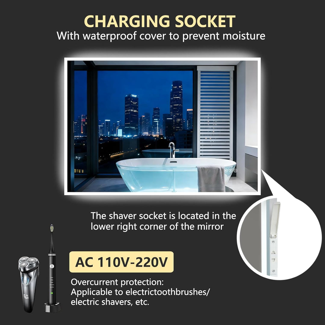 100x70cm LED Spiegel Bad Mit Bluetooth, Badezimmerspiegel Mit Licht, Badspiegel Badezimmer mit Defog