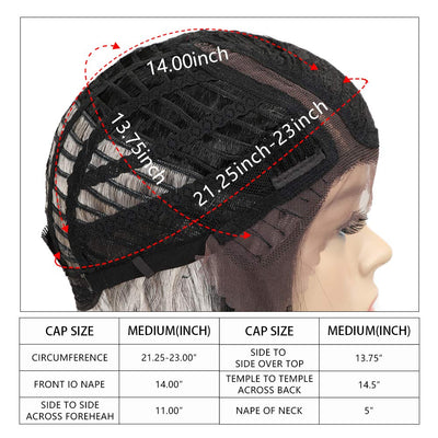 Début Lace Front Perücke für schwarze Damen Bob Perücke für weisse Damen Kunsthaar 24 cm 120g Grau G