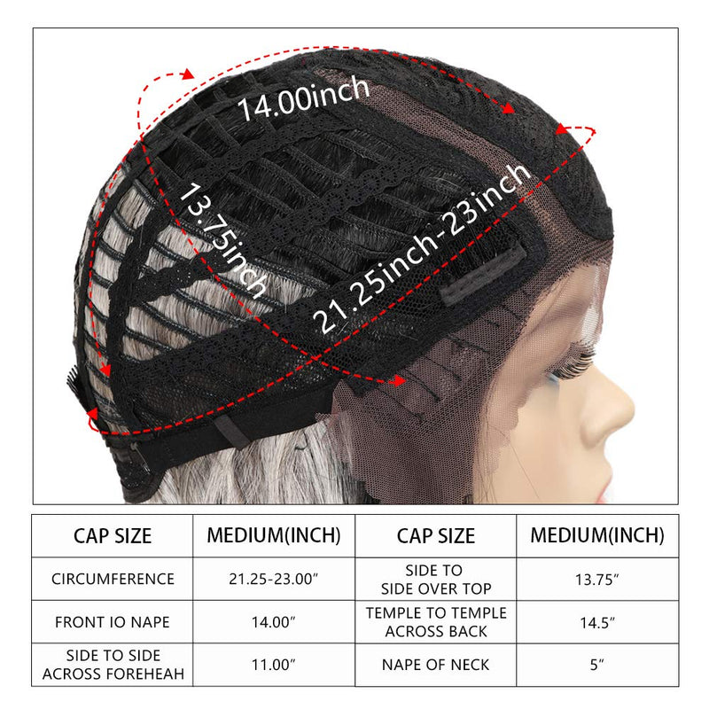 Début Lace Front Perücke für schwarze Damen Bob Perücke für weisse Damen Kunsthaar 24 cm 120g Grau G