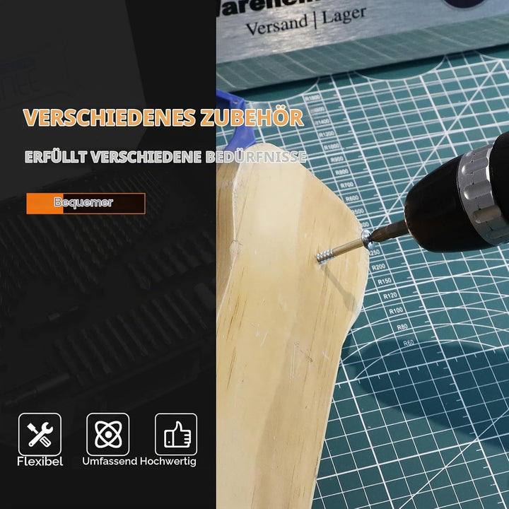 CCLIFE Bohrer Set Gemischt 400tlg für Holz, Metall, Stein, Kunststoff, Ziegel, Schraubendreher-PH PZ