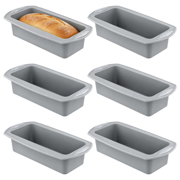 MUKSEUT 6 Stück Silikon Brotbackform Kasten 28x14.5x6.3cm, Rechteckig Backform Silikon Kastenform Br