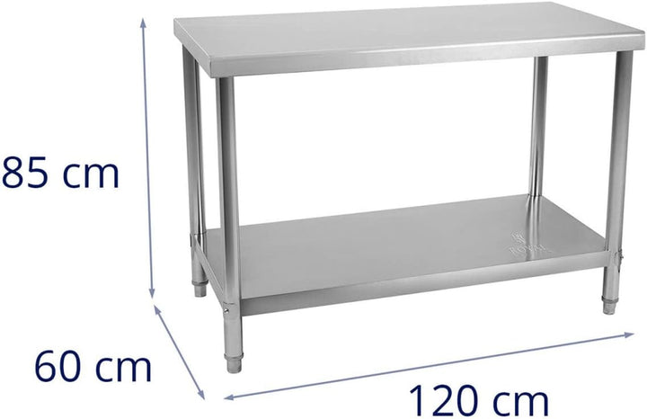 Royal Catering RCAT-120/60-NW Arbeitstisch Edelstahl Küche Edelstahltisch 120 x 60 x 85 cm höhenvers