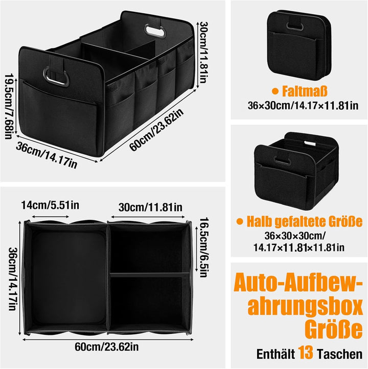 ZOCONE 2 Stück Kofferraum Organizer Auto Faltbox, 60 * 36 * 30cm Gross Kofferraumtasche Faltbar und