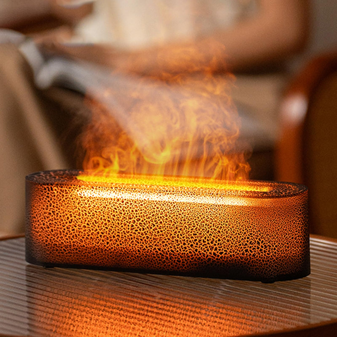 Air Diffuser, 7-Farben-Flammen-Desktop-Luftbefeuchter Mit 3-Gang-Timing Und Automatischer Abschaltfu