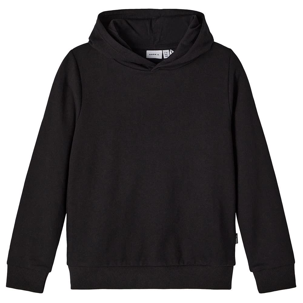 NAME IT Mädchen Kapuzen Sweater aus Bio-Baumwolle 116 Schwarz, 116 Schwarz