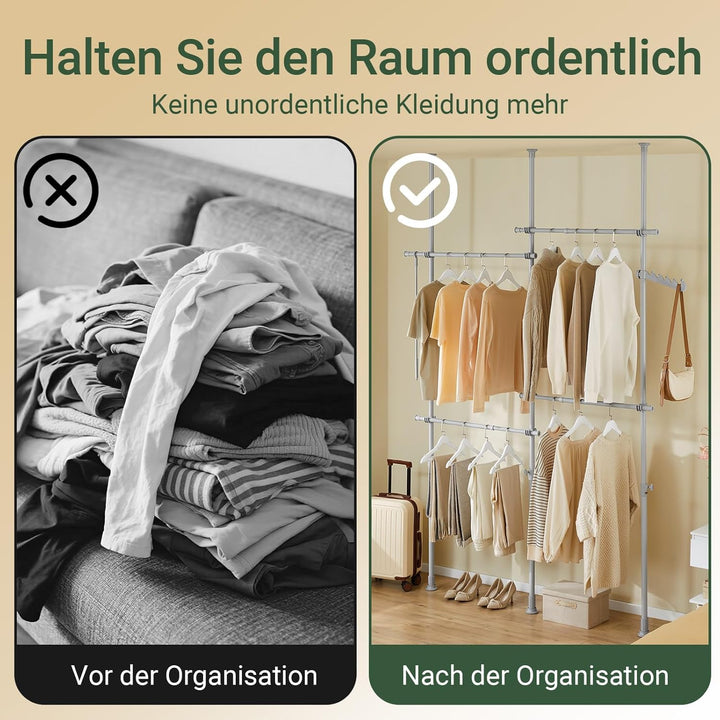 SoBuy Teleskop Kleiderständer, robuster Kleiderstange, verstellbarer offener Kleiderschrank für Schl