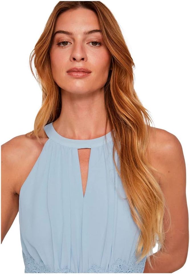 Vila Damen Vimilina Halterneck Dress/Su - Noos Kleid 44 Kentucky Blue/Detail:elastic, 44 Kentucky Bl