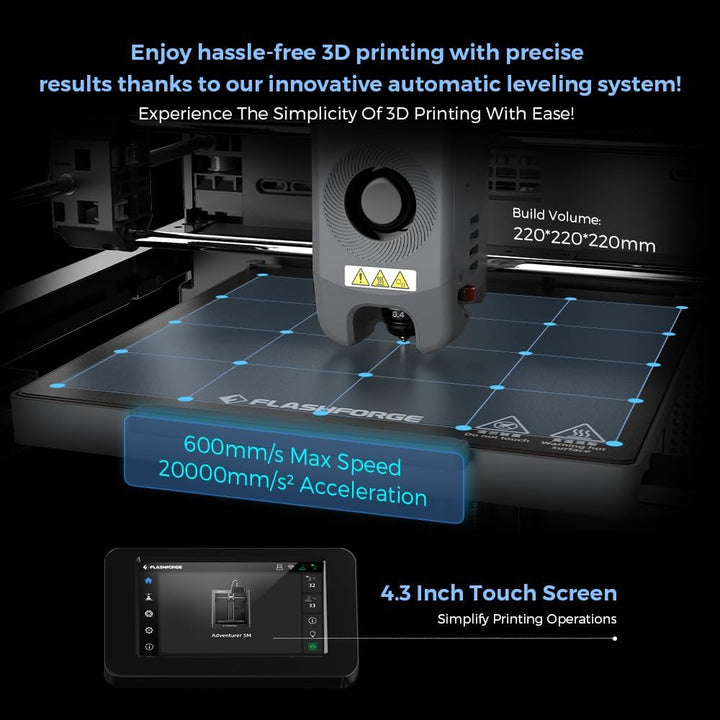 FLASHFORGE Adventurer 5M 3D-Drucker Bietet Eine Max Druckgeschwindigkeit Von 600 mm/s,Automatische N