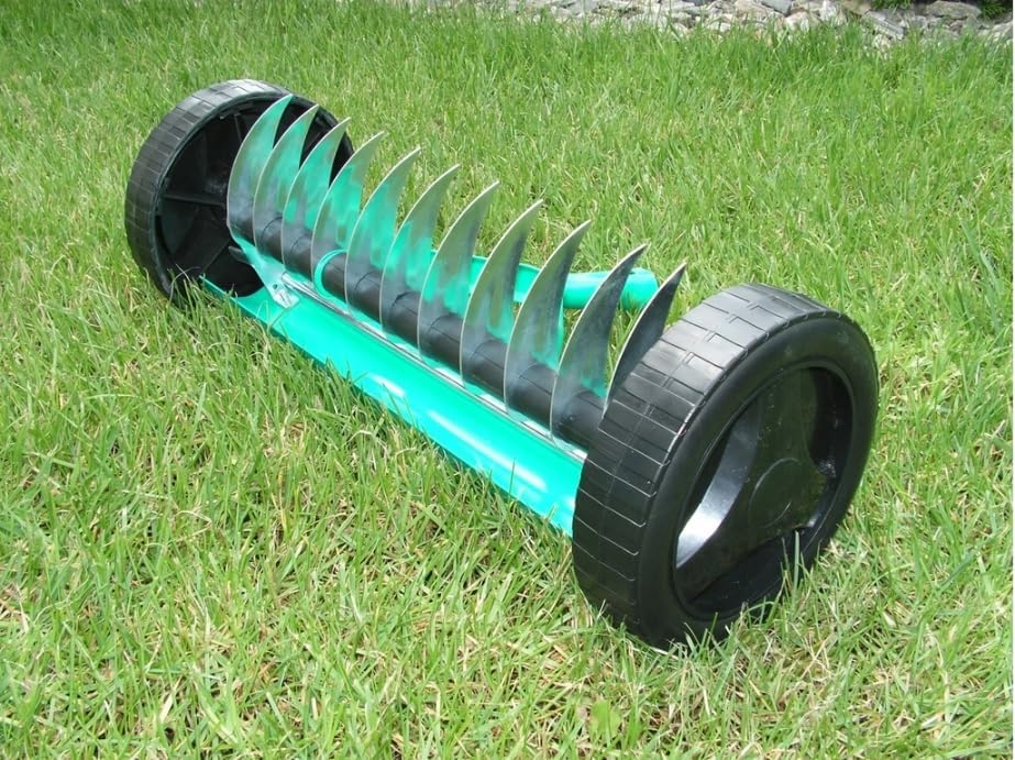 Vertikutierer Manuell Mit Rädern Rasenlüfter Garten Kultivator Jäten Rasen 34cm