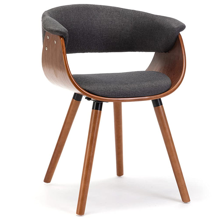 Mingone Esszimmerstühle Holz Küchenstühle Retro Polsterstuhl mit Armlehnen Design Stuhl Linen Stoff