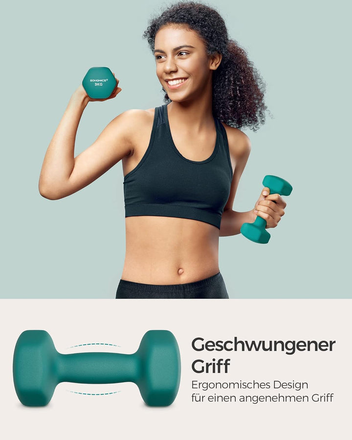 SONGMICS Hanteln, 2er Set,Hantelset, Kurzhanteln, Hexagon, Neopren-Beschichtung, Krafttraining, Work
