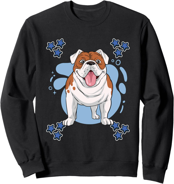 Herren Bulldogge Zeichnung Sterne Jungen Bulldogge Sweatshirt