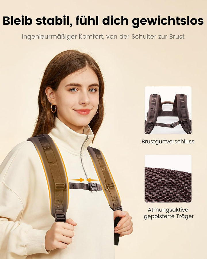 LOVEVOOK Reiserucksack Handgepäck Flugzeug 40L Gross Rucksack Damen 45x36x20 | Travel Backpack für 1