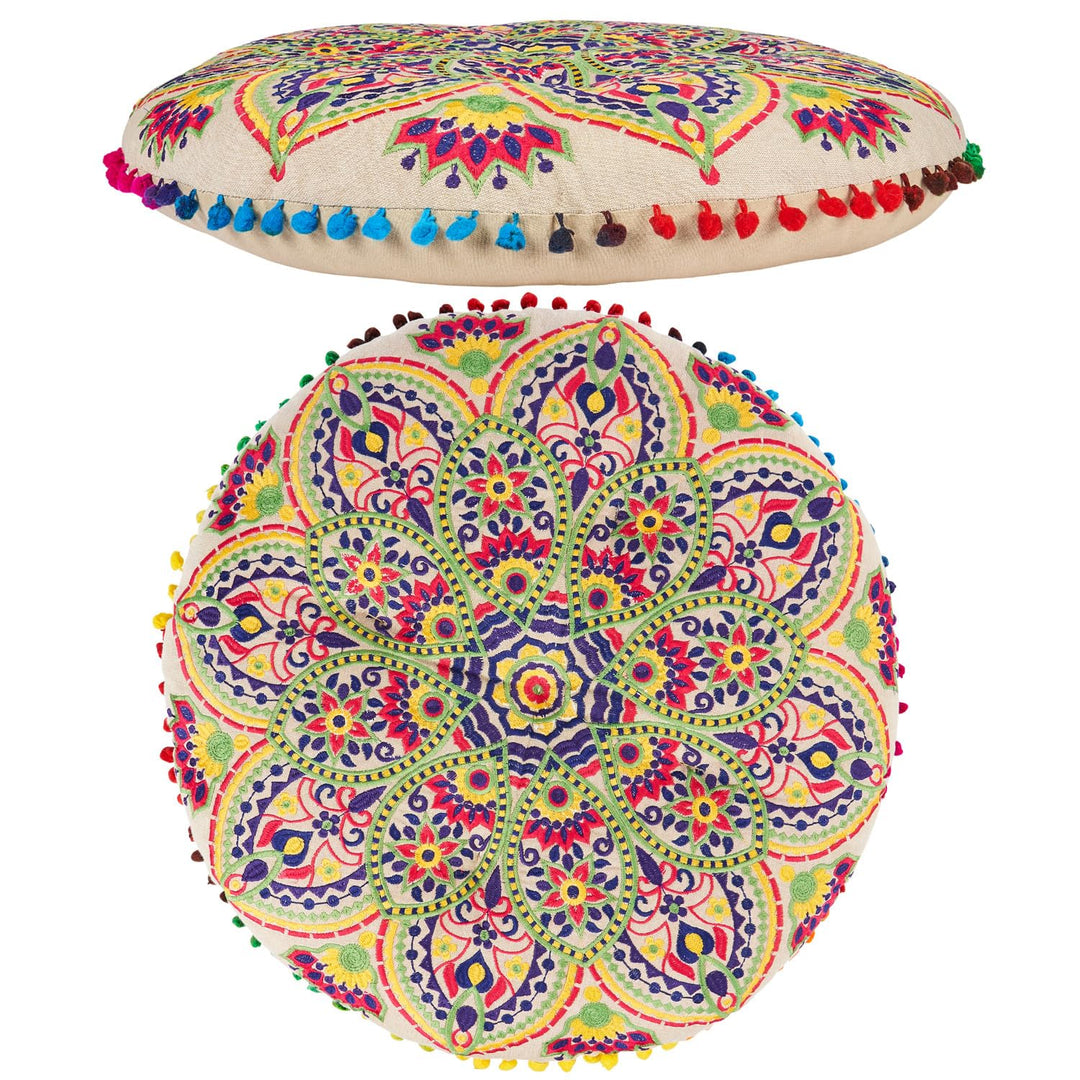 MARRAKESCH Sitzkissen Rund Hakika aus Baumwolle Inklusive Füllung ø 50cm Bodenkissen als Orientalisc