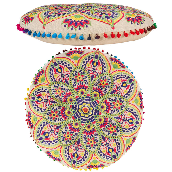 MARRAKESCH Sitzkissen Rund Hakika aus Baumwolle Inklusive Füllung ø 50cm Bodenkissen als Orientalisc