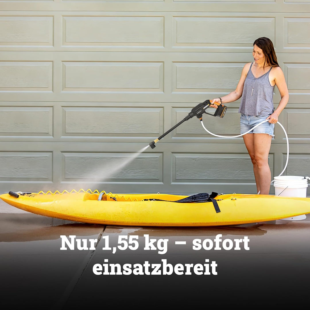 WORX WG621E Akku Hochdruckreiniger 20V, 24 bar, 185 l/h, selbstansaugend, 5 Sprühmodi Dank 5-in-1 Dü
