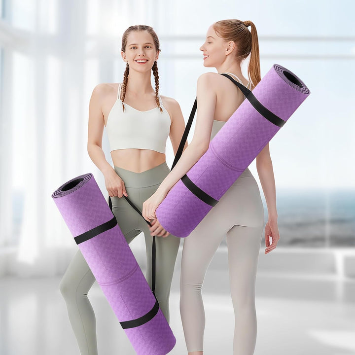 Yoga Matte Rutschfest Dick, Nachhaltige Naturkautschuk + Eco TPE oder PU, Ausrichtungslinien, Hautfr