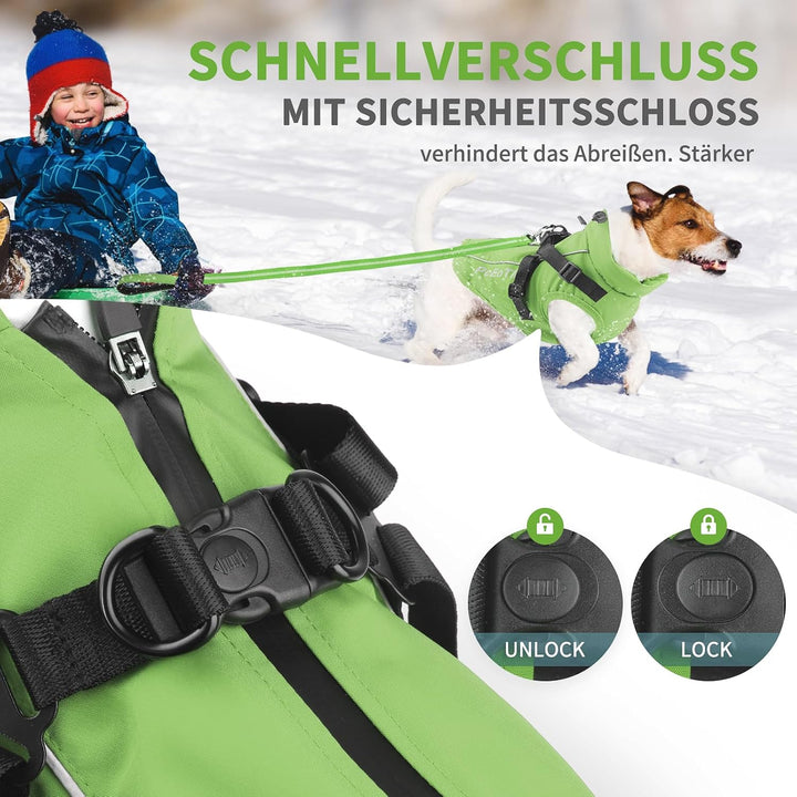 PcEoTllar Wasserdichter Hundemantel für kleine Hunde, warme reflektierende Jacke mit Geschirr für de