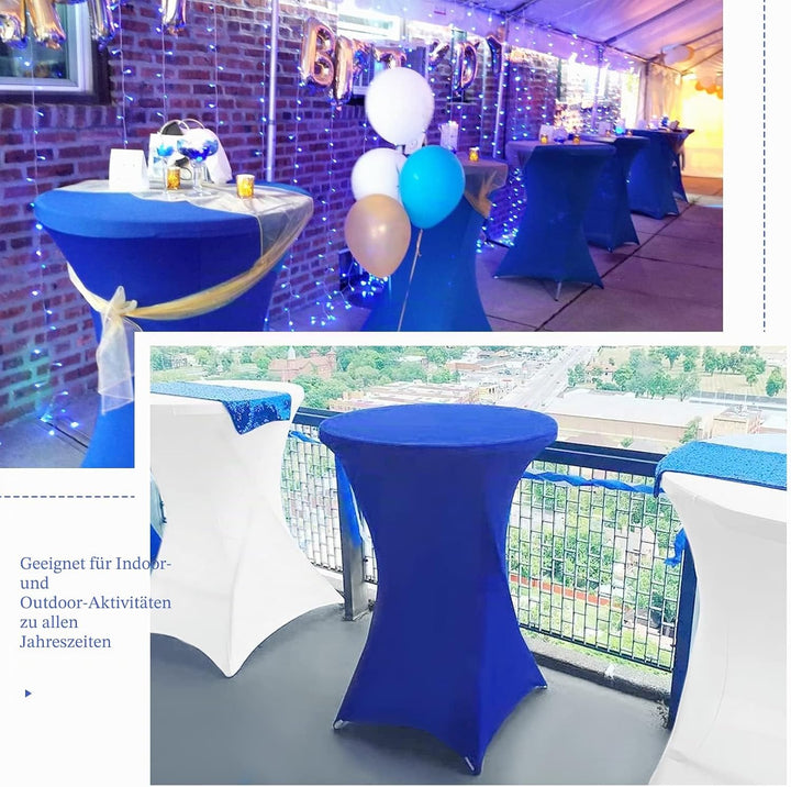 3 Packungen Blaue Cocktail-Tischabdeckung, rund, Spandex, 32 x 43 Zoll, rechteckige Cocktail-Ecken,