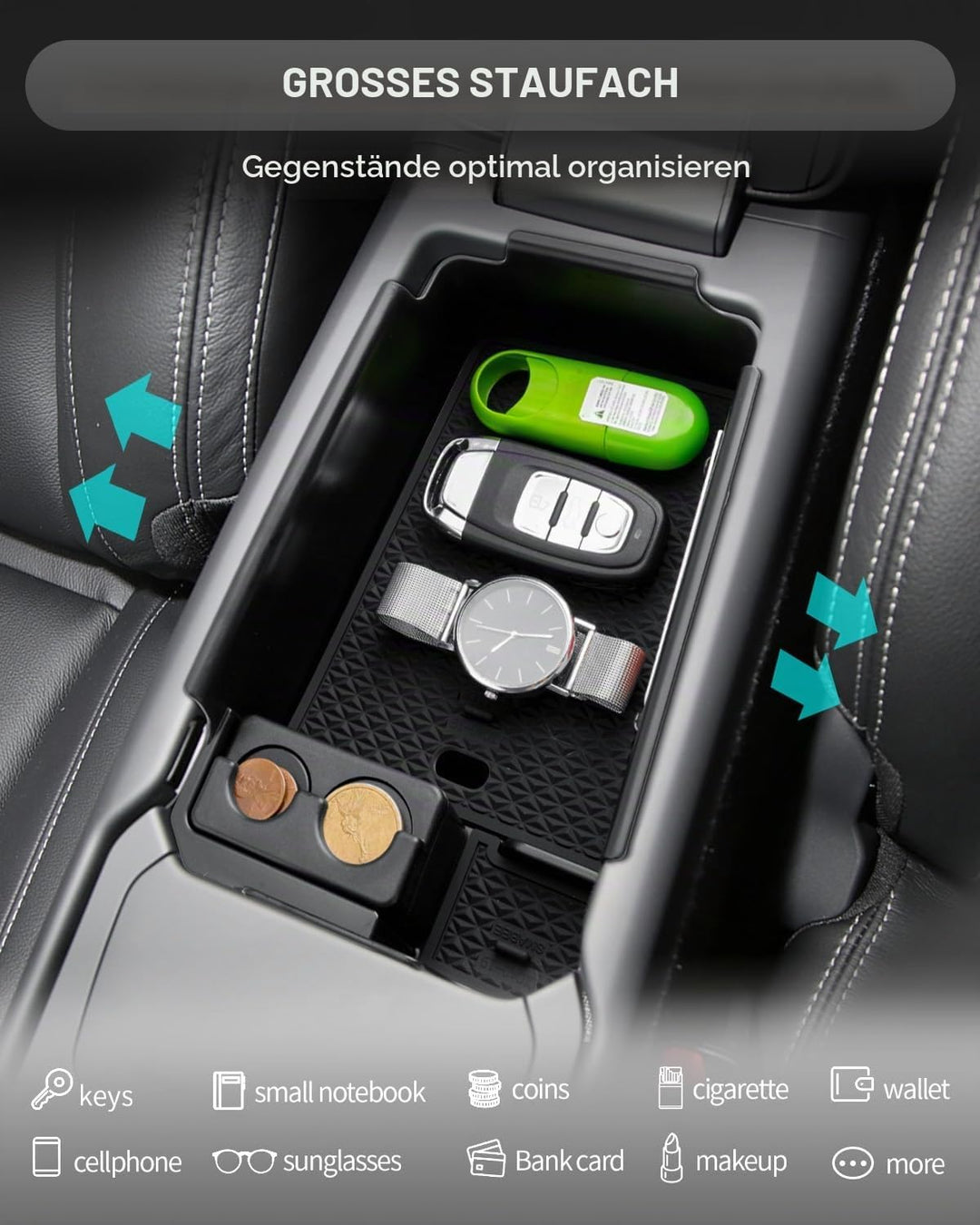 CDEFG Kompatibel mit Volvo XC40 C40 2018-2024 2025 Mittelkonsole Aufbewahrungsbox Armlehne Handschuh