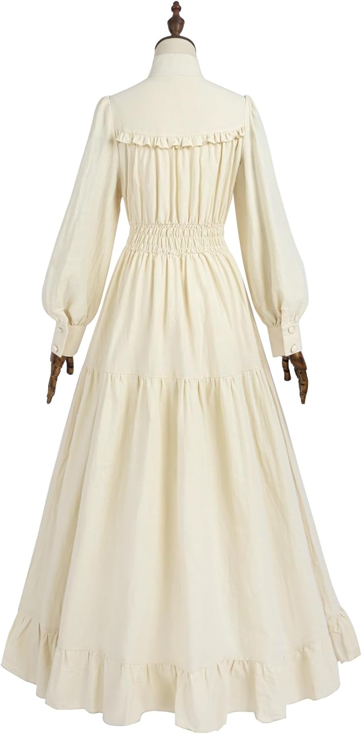 FCCAM Renaissance Kleid Mittelalter Kleidung Damen Vintage Kleider Damen Kleid Langarm Viktorianisch