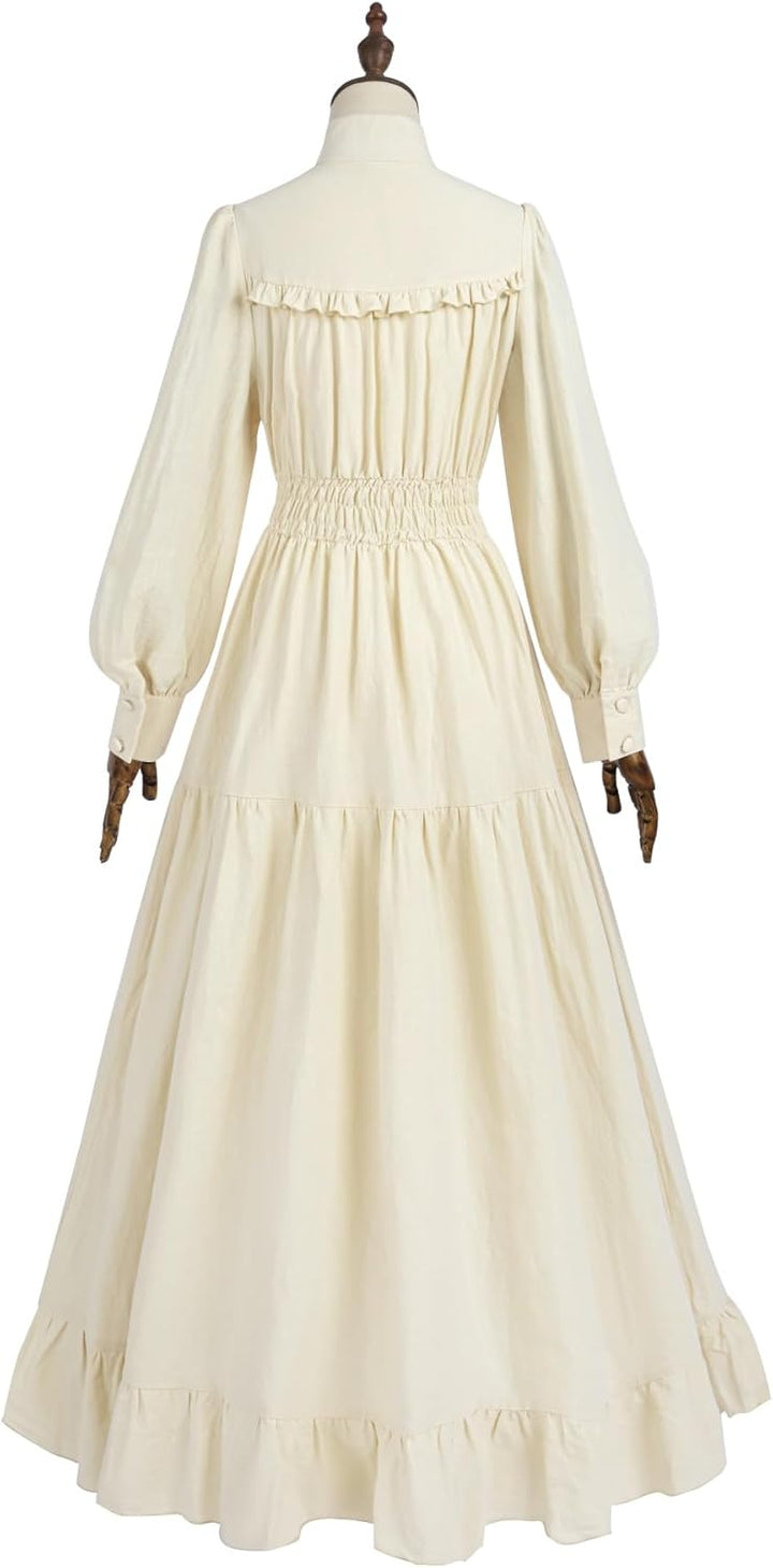 FCCAM Renaissance Kleid Mittelalter Kleidung Damen Vintage Kleider Damen Kleid Langarm Viktorianisch